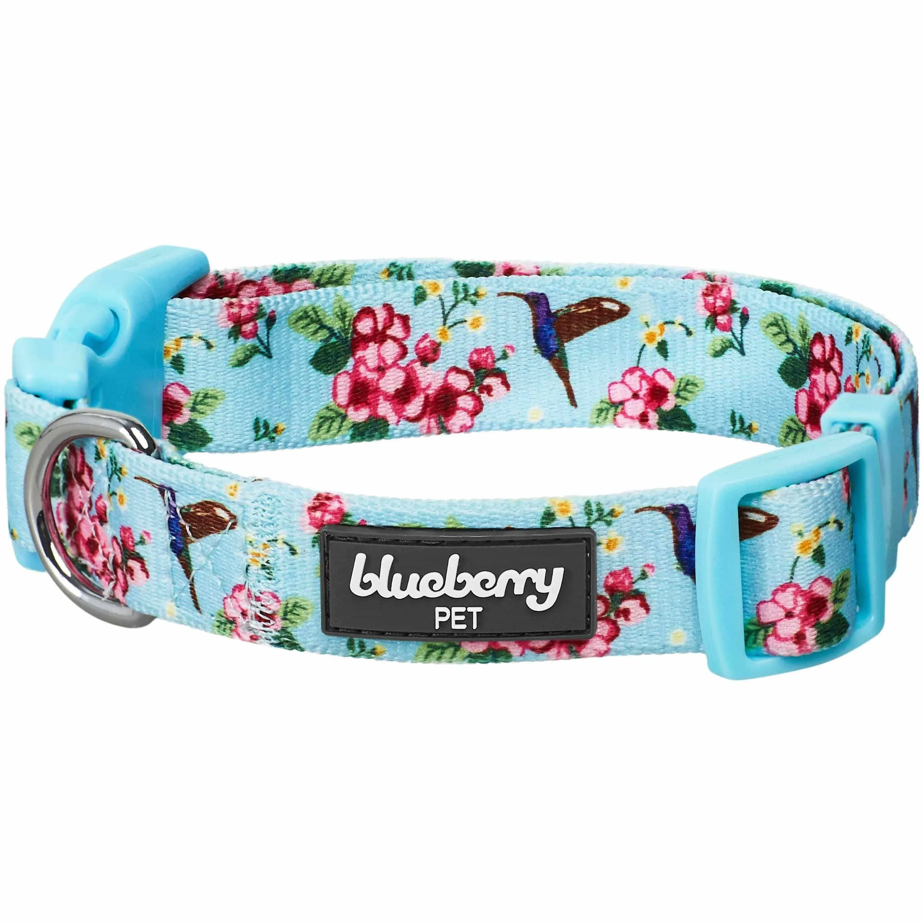 Blueberry Pet 7 Patterns Spring Scent Inspired Pink Rose Print Ivory Adjustable Dog Collar, X-Small, Neck 8"-11"