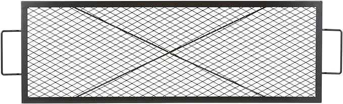 VEVOR 44 in. X-Marks Fire Pit Grill Grate Rectangle Cooking Grate Heavy Duty Steel Campfire BBQ Grill Grid with Handle & Support x Wire Portable Camp