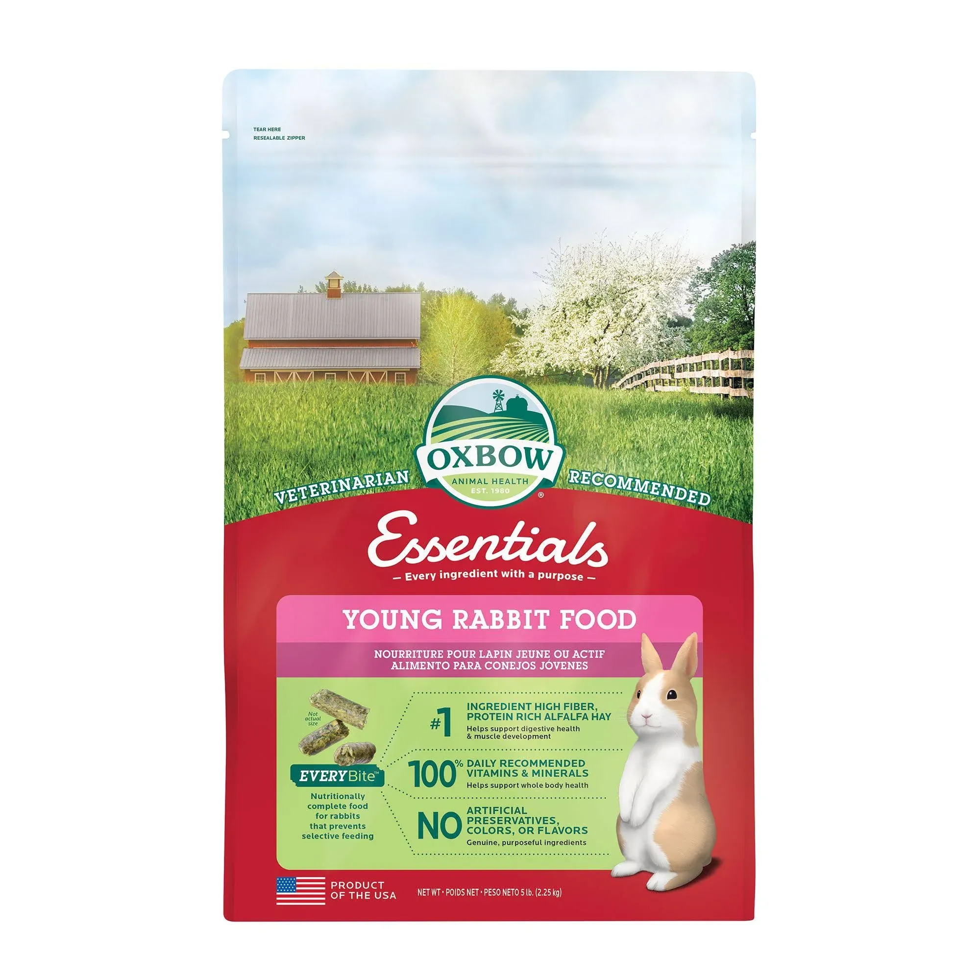 Oxbow Animal Health Essentials Young Rabbit Food All Natural Rabbit Pellets