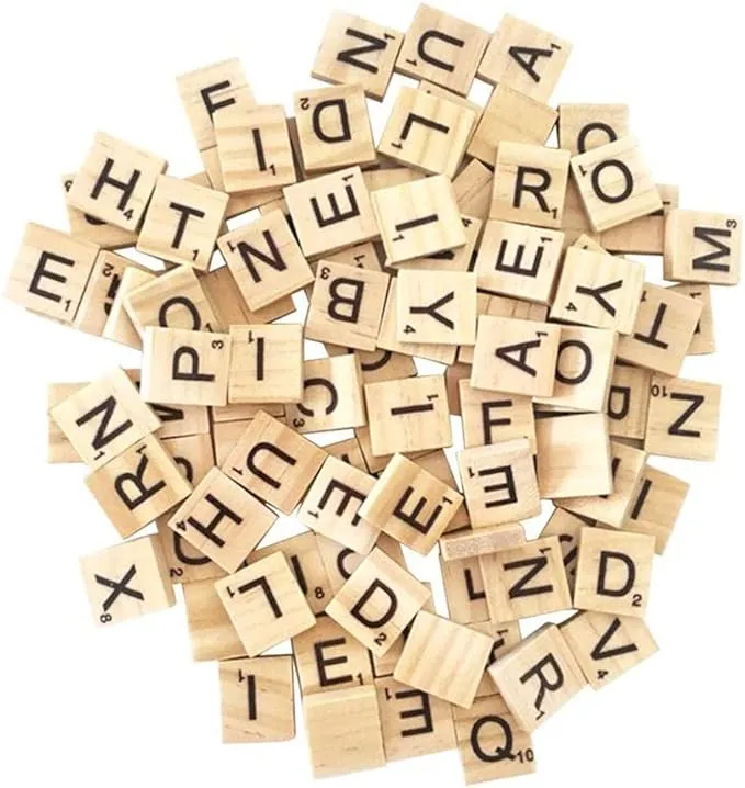 1000PCS scrabble letters for crafts - DIY wood gift decoration - making alphabet coasters and scrabble crossword game wood letter tiles/wooden scrabble tiles A-Z capital letters for crafts, pendants,