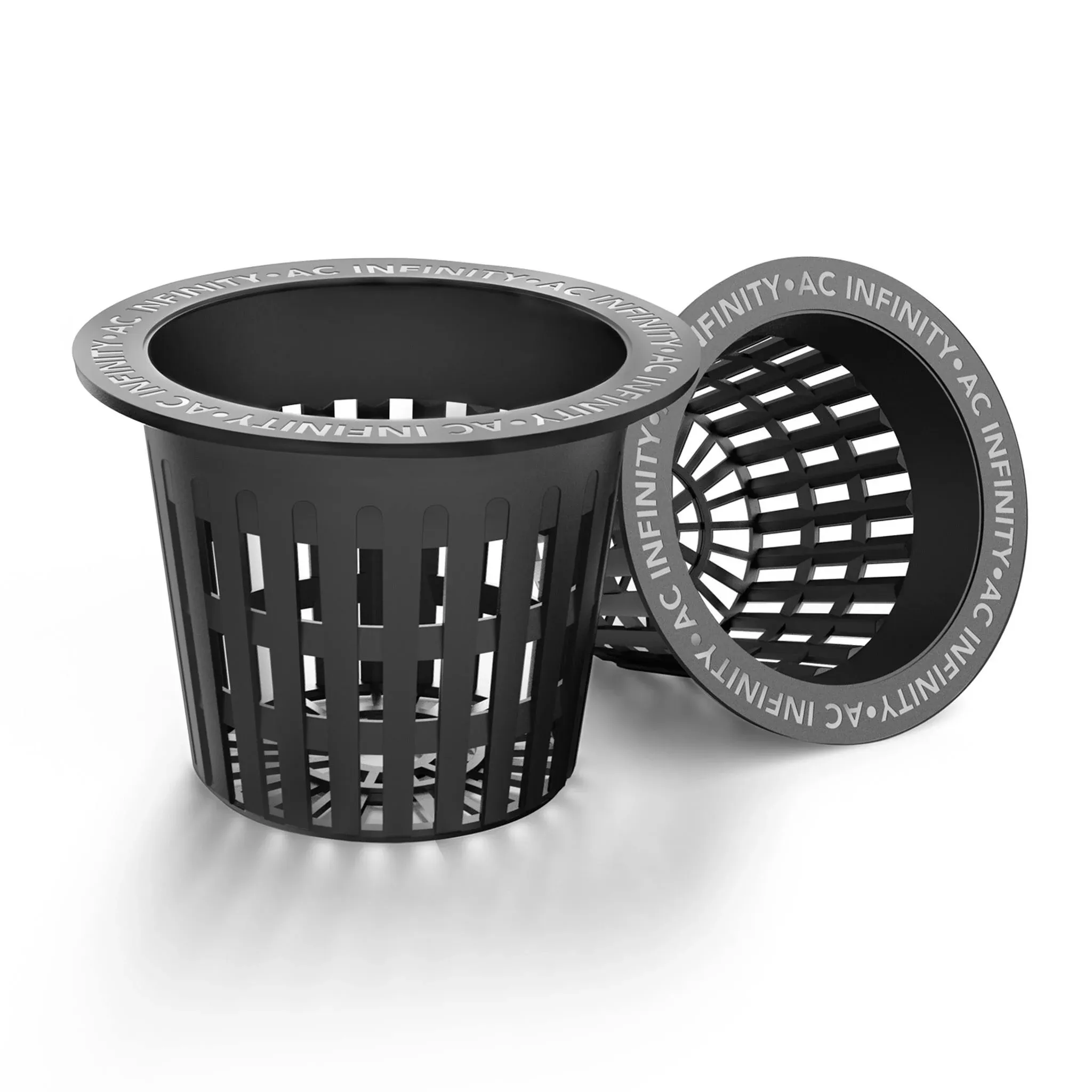 AC Infinity Net Cups 4-Inch, Heavy Duty Garden Slotted Net Pots with Wide Lip Rims, 25-Pack Black Bucket Basket for Indoor Outdoor Growing, Orchids, Aquaponics, Hydroponics