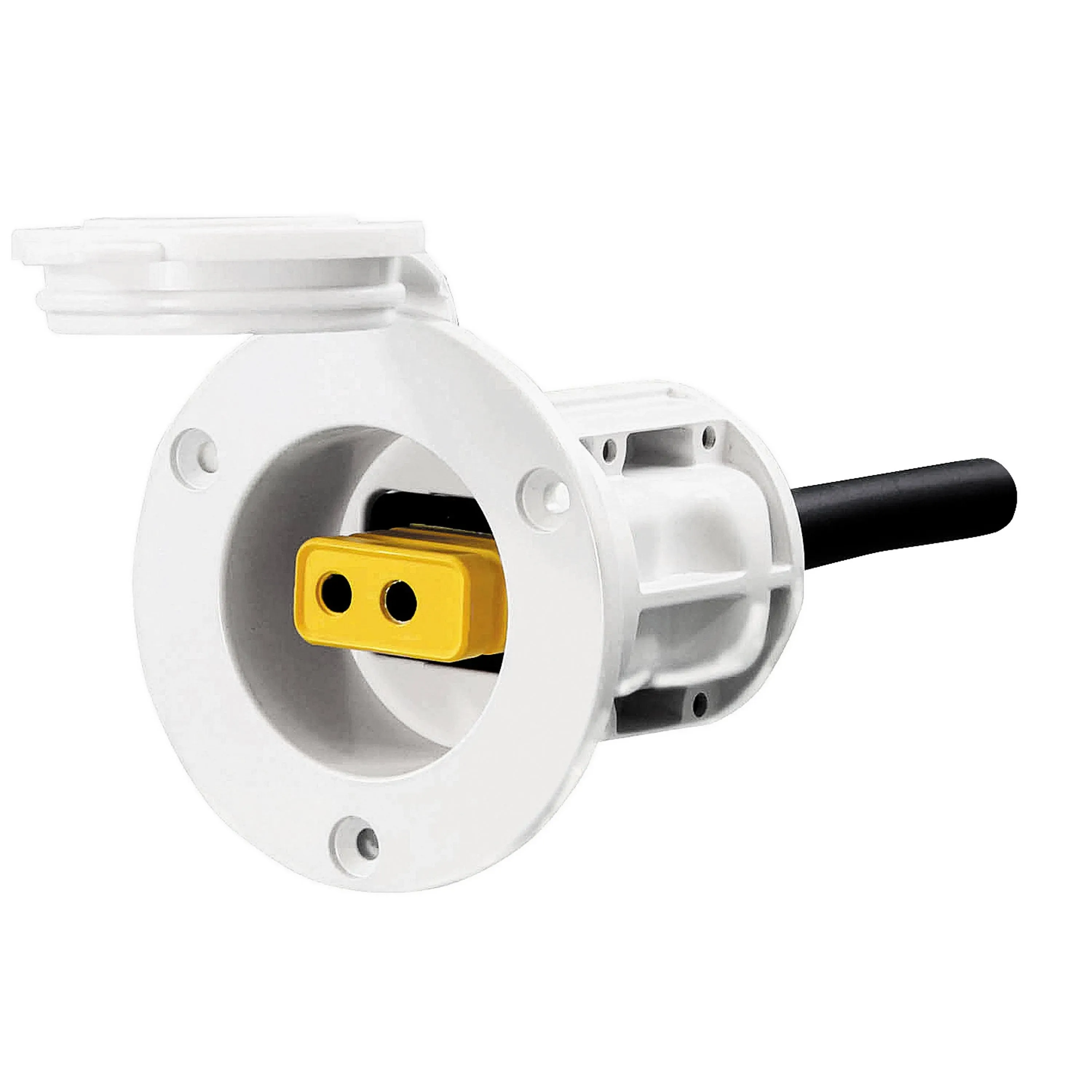 Cannon Thru-Hull Flush Mount Downrigger Power Port  White, Downrigger Receptacle