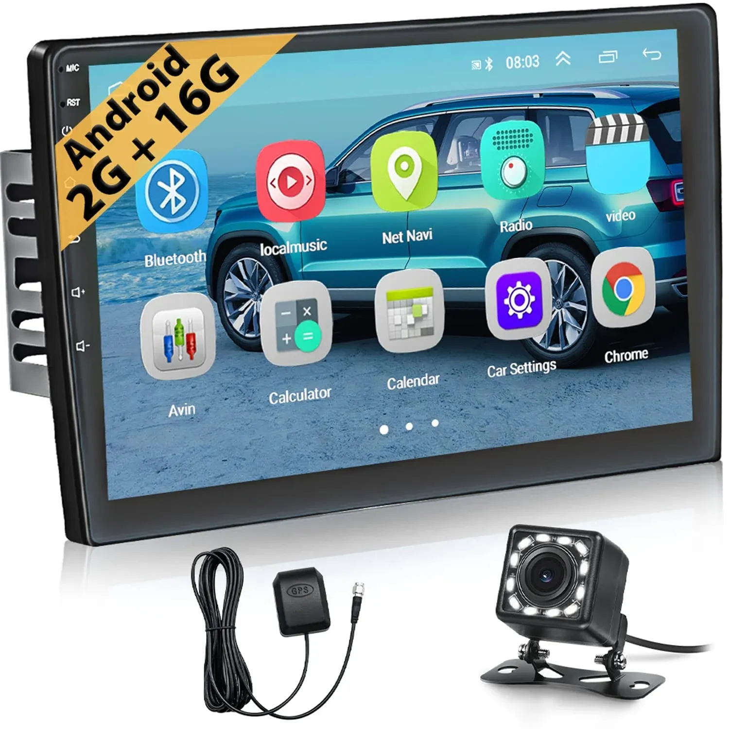 2G+16G Hikity 101 Android Car Stereo Double DIN Touch Screen Car Radio GPS ...