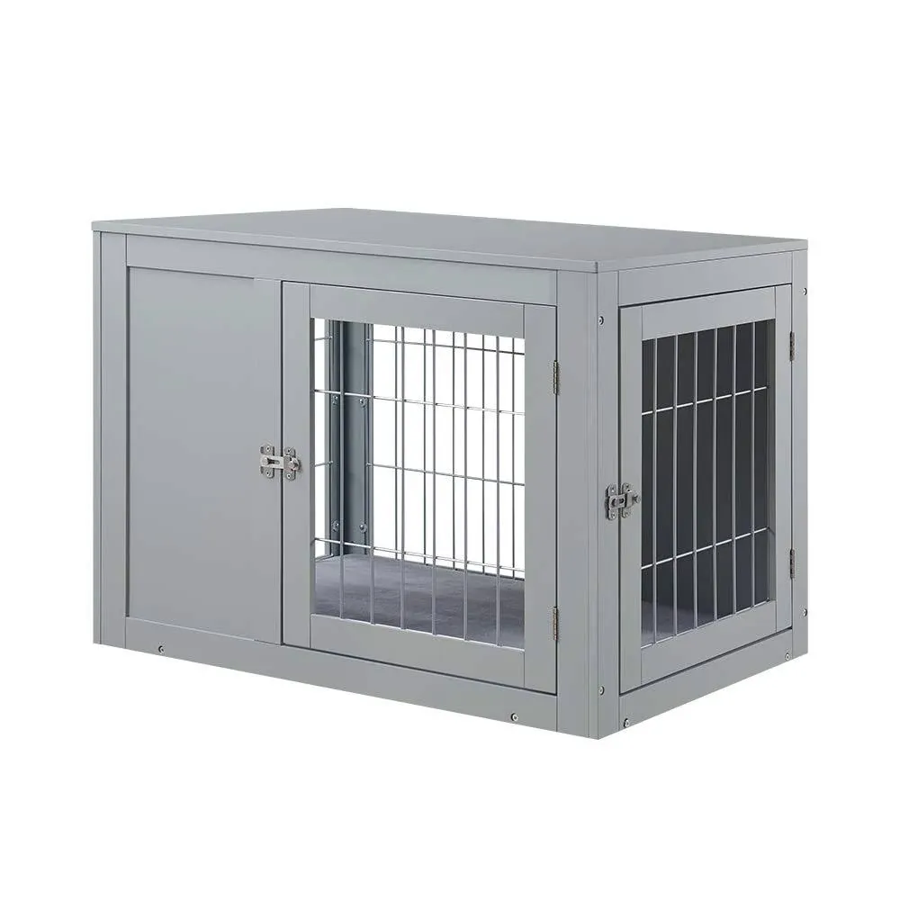 UniPaws Gray Wooden End Table Dog Crate, 36" L X 23" W X 26" H