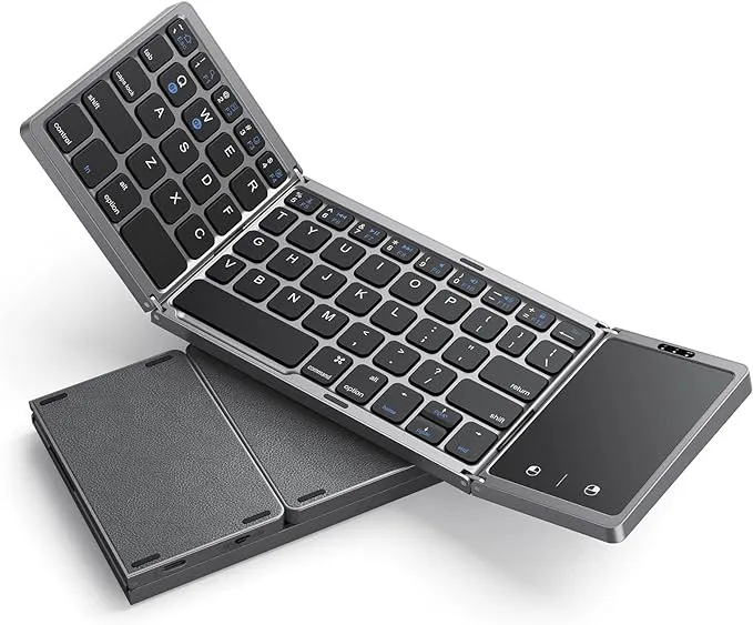 seenda Foldable Bluetooth Keyboard for Travel, Tri-Folding Wireless Portable Keyboard with Touchpad, Rechargeable Multi-Device Small Keyboard, for Laptop Tablet PC Smartphone Windows iOS Android