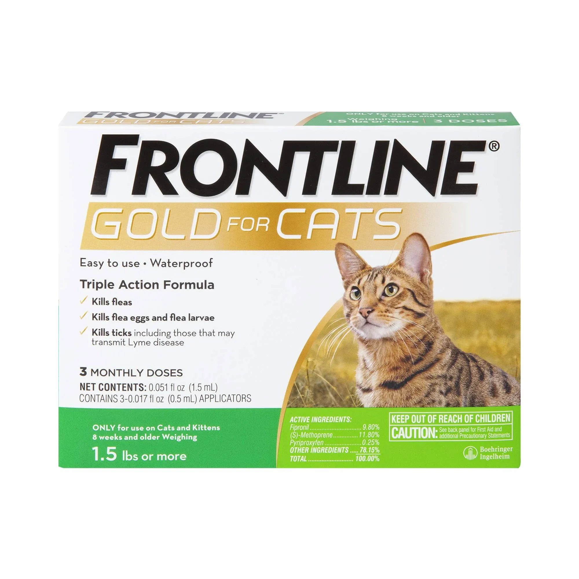 Frontline Gold Flea & Tick Treatment for Cats 3 Treatments