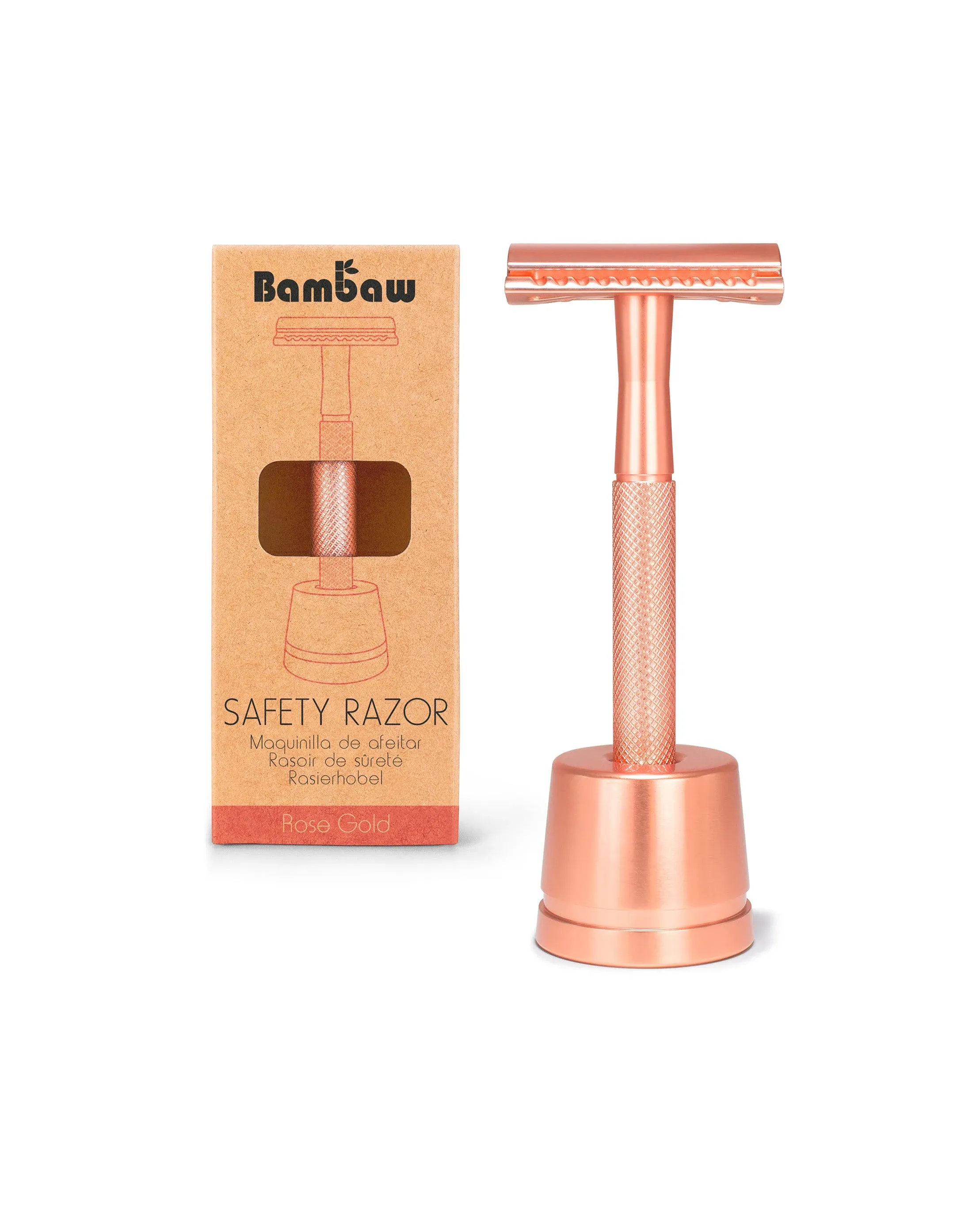 Bambaw Safety Razor with Stand, Rose gold