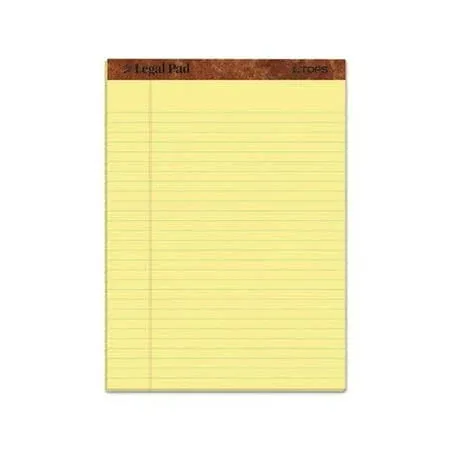 Tops The Legal Pad Ruled Pads, Wide-legal Rule, 8.5 x 11.75, Canary, 50 Sheets, Dozen