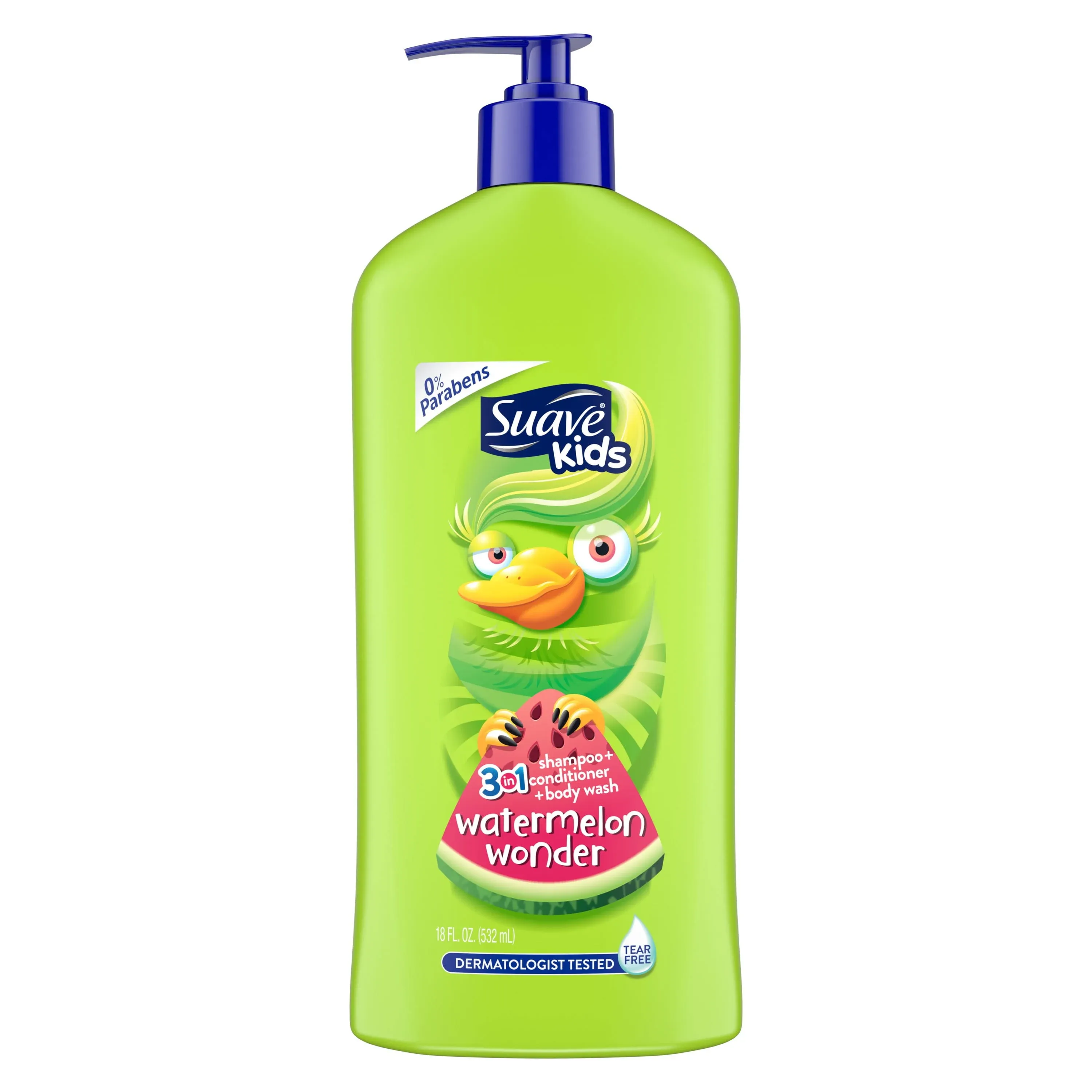 Suave Kids Shampoo + Conditioner + Body Wash, 3 in 1, Watermelon Wonder - 18 fl oz