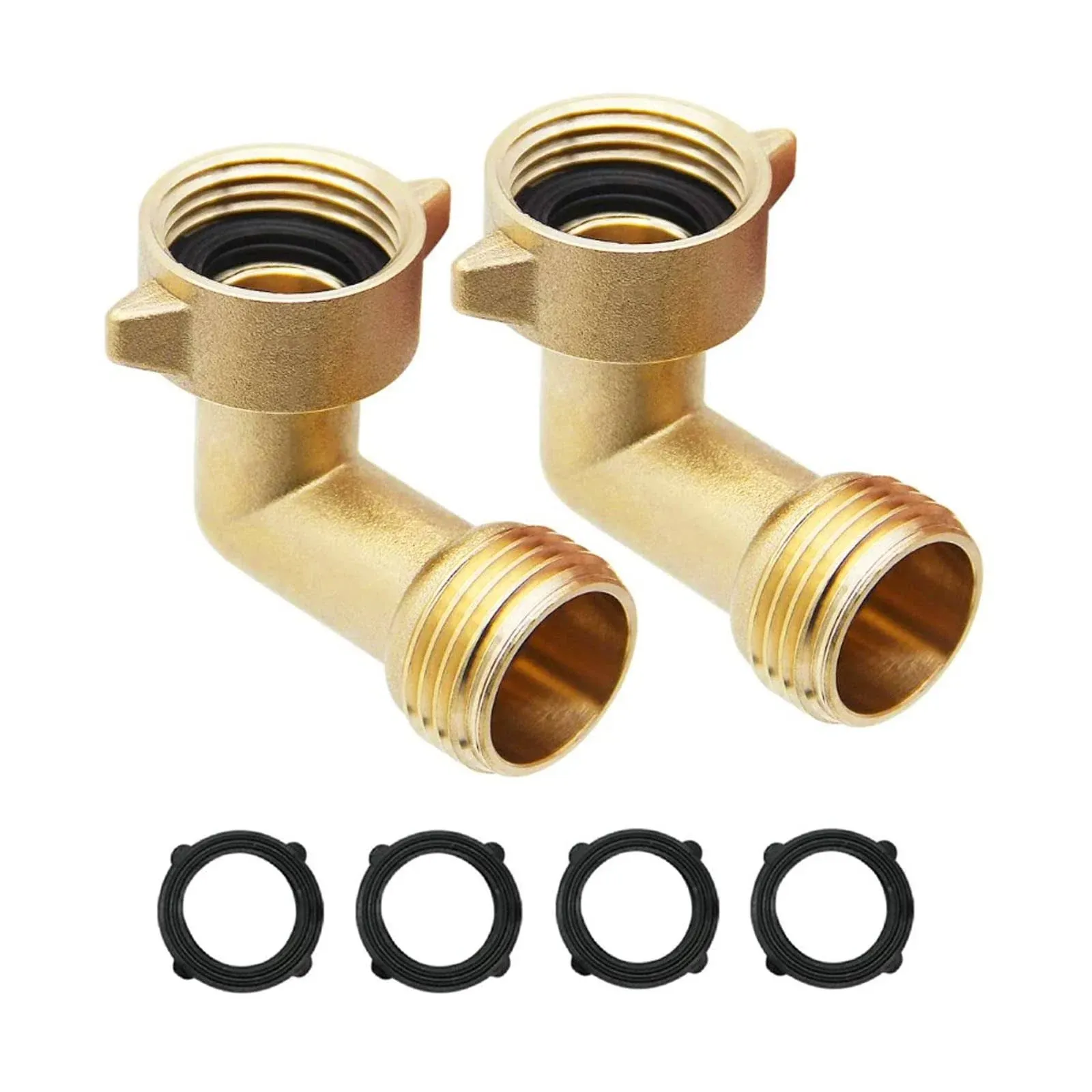 SICILAMIU 2Pcs 90 Degree Garden Hose Elbow, 3/4&#034; Solid Brass Water Hose Connecto