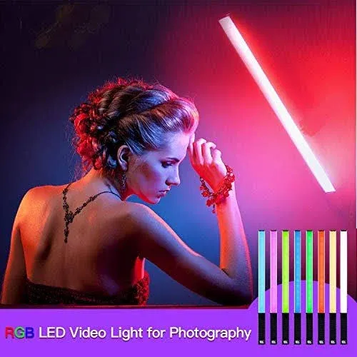 LUXCEO RGB LED Photography Lighting Portable Wand Handheld LED Video Light 1000 Lumens CRI 95+ USB Rechargeable with Remote Control, Carry Bag, Adjus