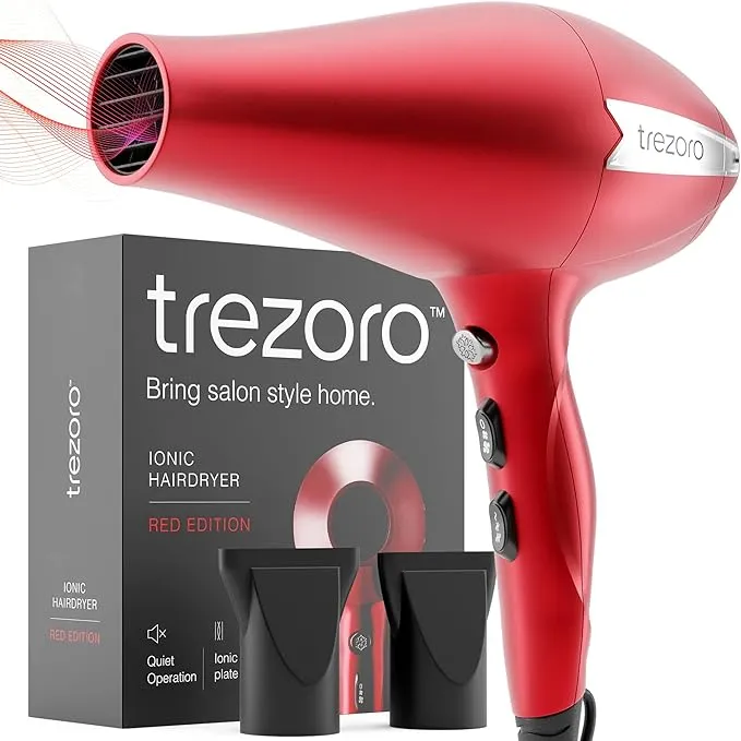 Professional Ionic Hair Dryer for Salon - 2200W Powerful Blow Dryer - Lightweight Travel for Normal & Curly Hair Includes Volume Styling Nozzle