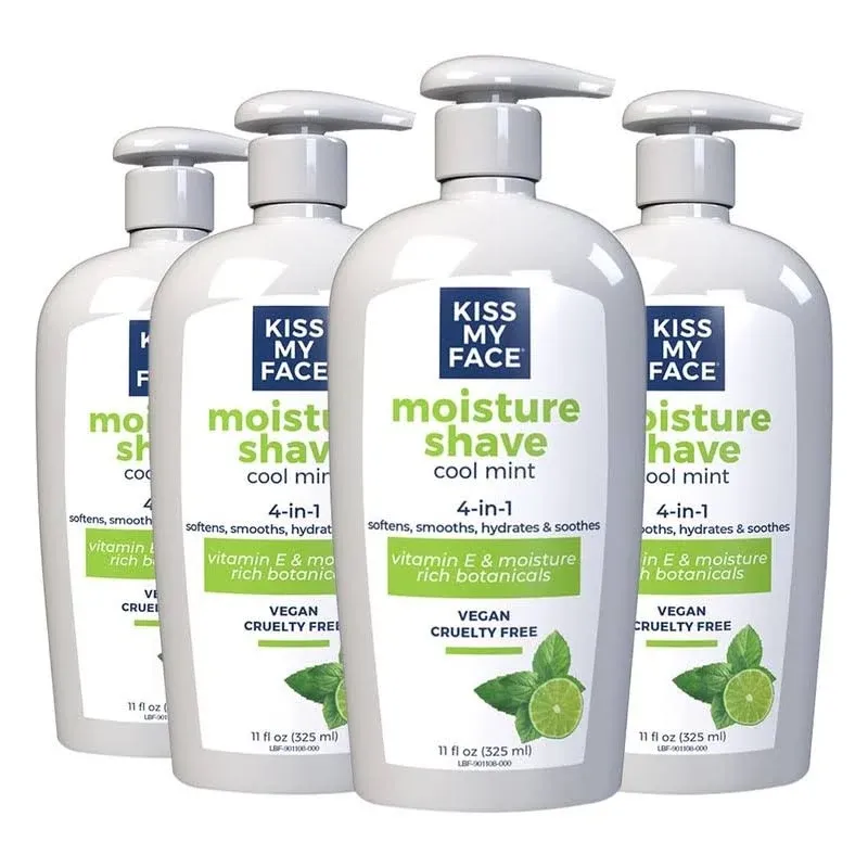 Kiss My Face 4-in-1 Moisture Shave Cool Mint 11 fl oz Pack of 4