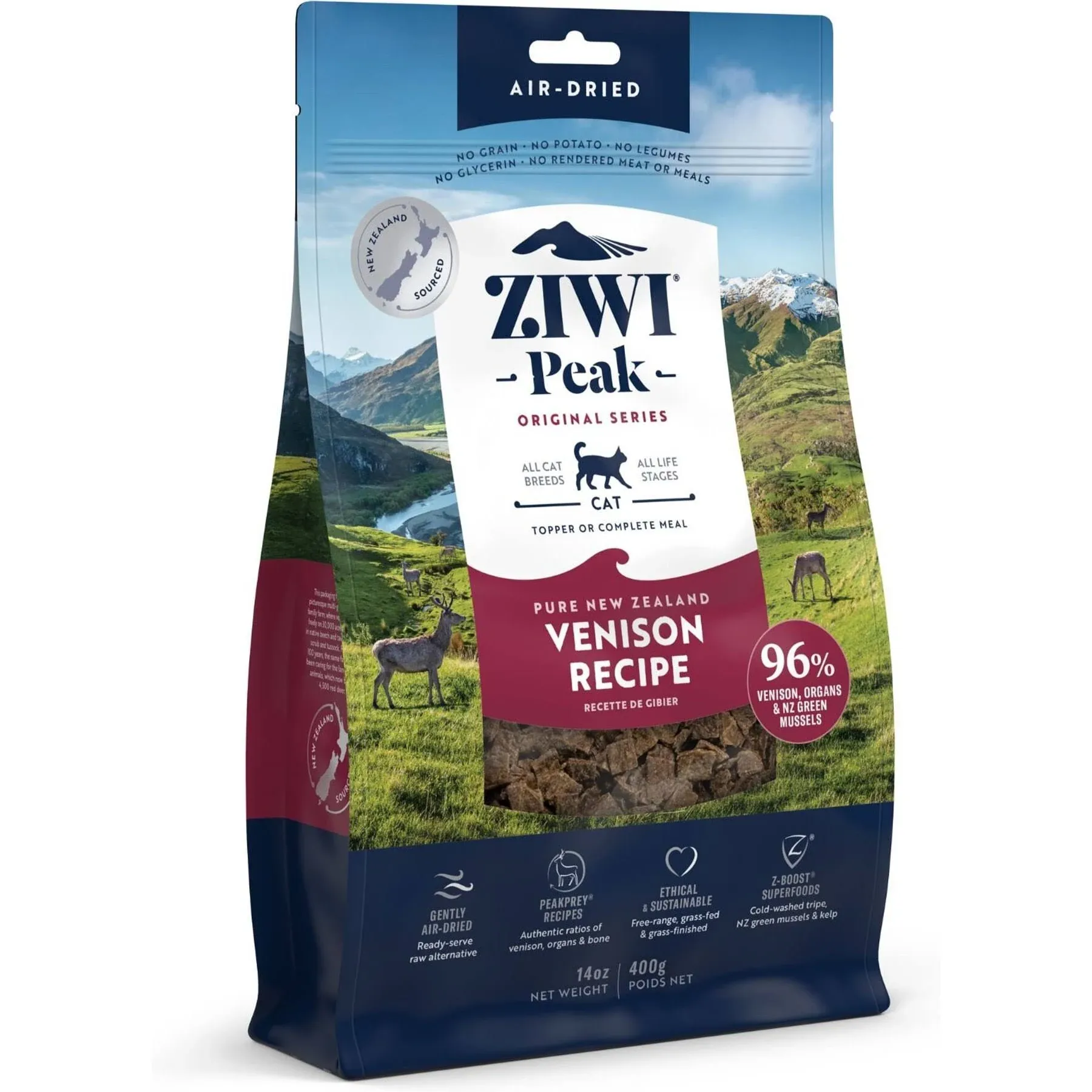 ZiwiPeak Daily-Cat Cuisine Air-Dried Cat Food, Venison - 14 oz bag