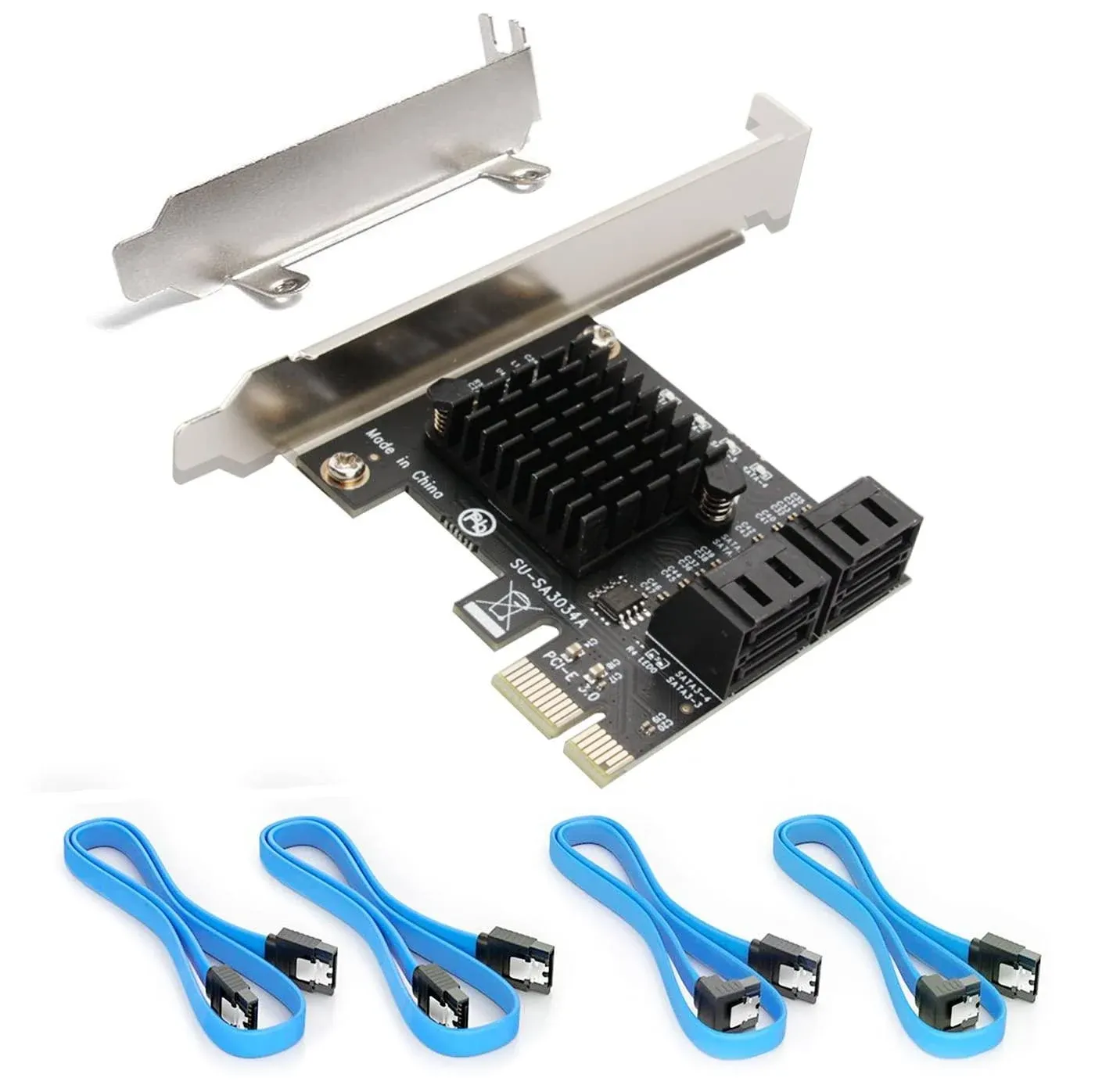 Ziyituod SATA Card Pcie 3.0 4 Port with 4 SATA Cable SATA Controller Expansion Card with Low Profile Bracket