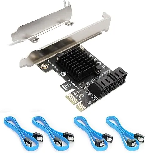 Sata Card Pcie 3.0 4 Port with 4 Sata Cable Sata Controller Expansion Card with Low Profile Bracket