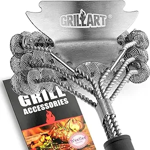 GRILLART Grill Brush and Scraper Bristle Free - Safe BBQ Brush for Grill -Stainless Grill Grate Cleaner - Safe Grill Accessories for Porcelain/Weber Gas/Charcoal Grill - Gifts for Grill Wizard/Men/Dad