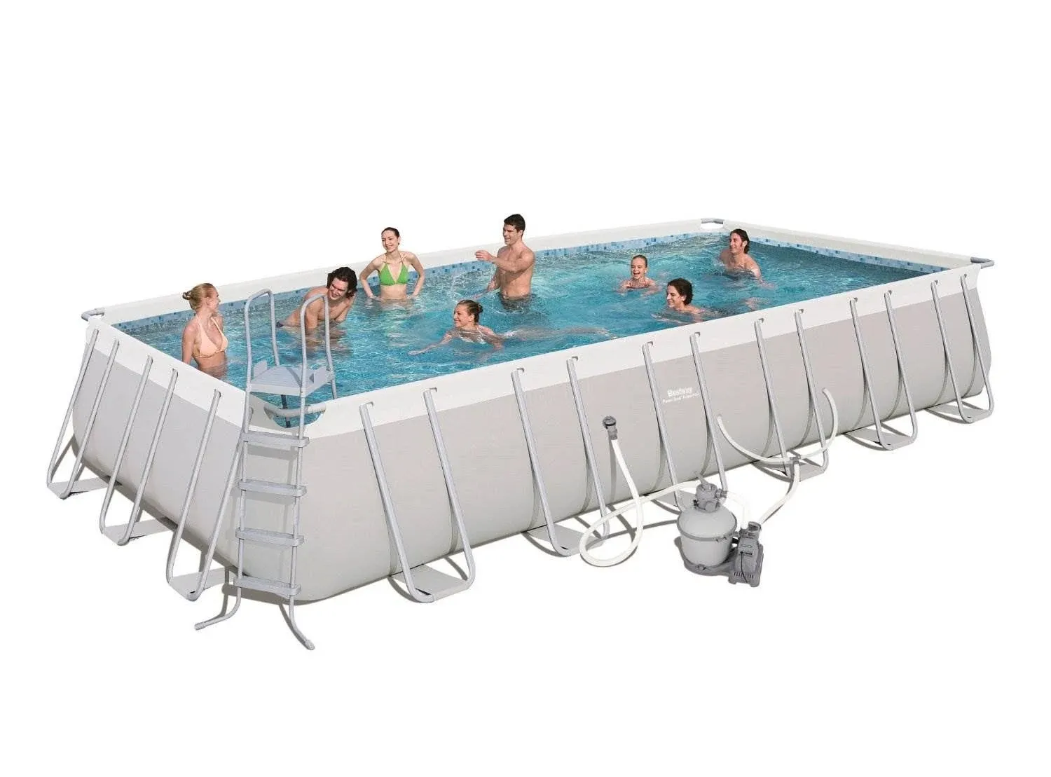 Bestway 24-ft x 12-ft x 52-in Metal Frame Rectangle Above-Ground Pool with Filter Pump,Pool Cover and Ladder | 65741