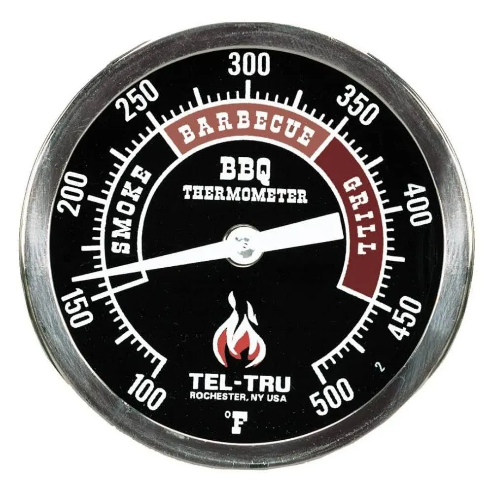 Tel Tru BQ300 Stainless Steel Smoker Thermometer 4&#034; Long 3&#034; Black