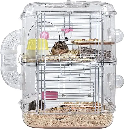 Hamster Cages and Habitats,Rat Cage with Hamster Accessories Including Hamster Ball，Food Dish, Water Bottle，Small Animal Cage and Playpen, 12.5 * 15.7 in