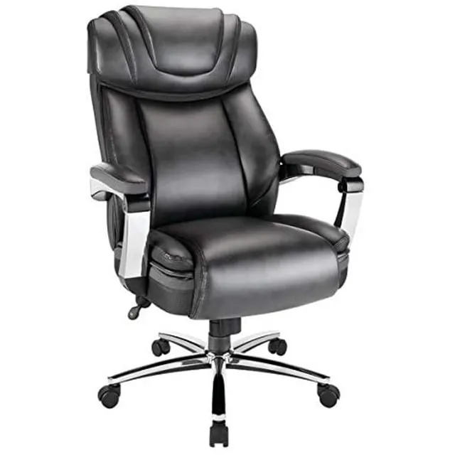 Realspace Axton Leather High-Back Big & Tall Chair, Dark Gray