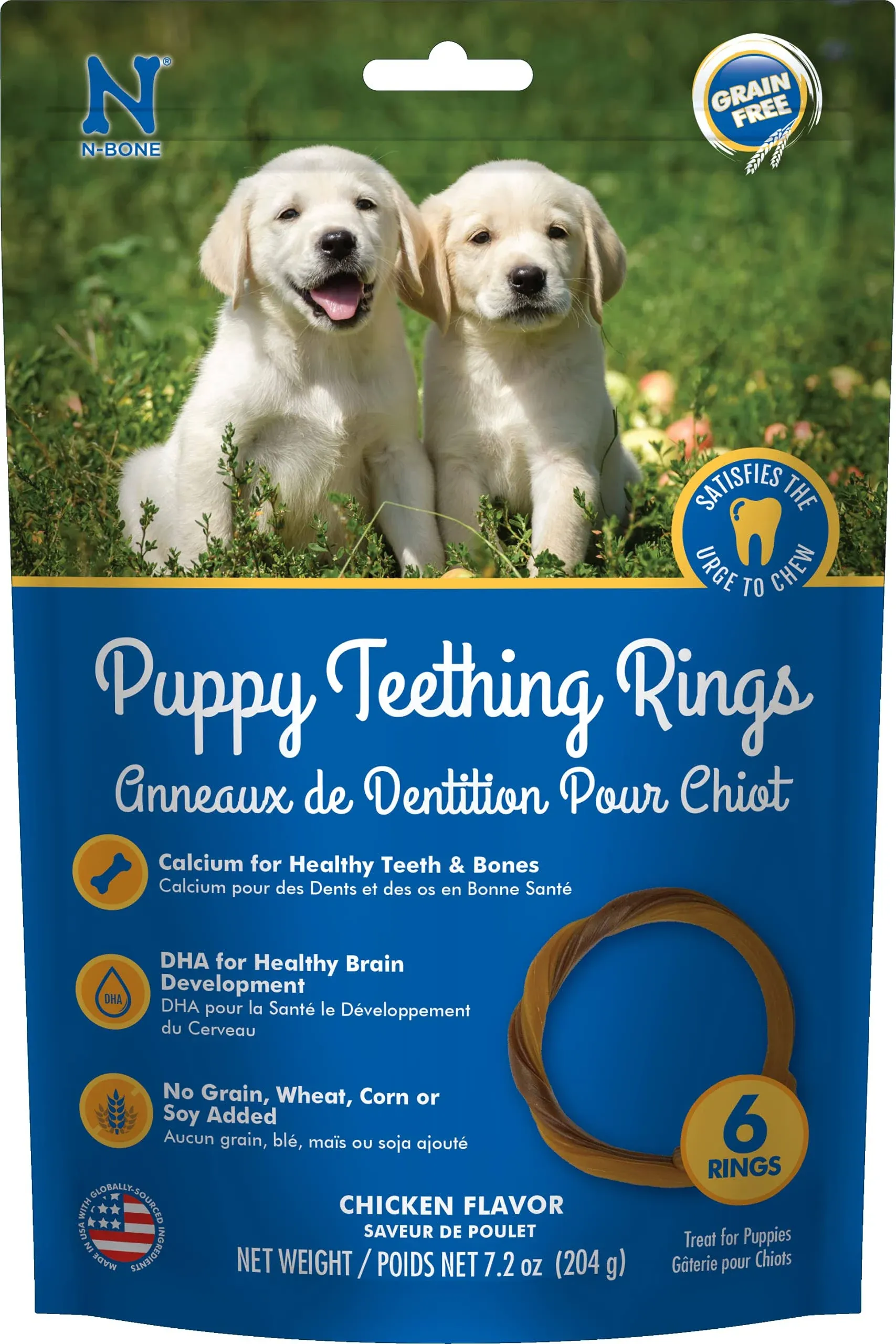 N-Bone Grain-Free Puppy Teething Rings Blueberry & BBQ 6 Count 7.2-oz