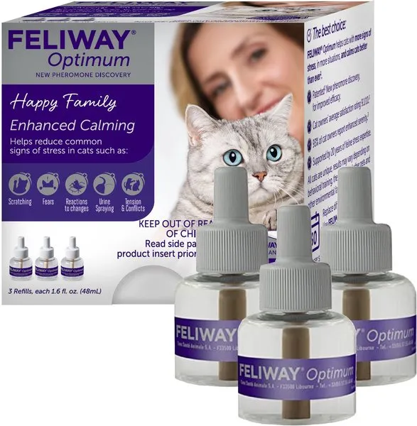 FELIWAY Optimum Cat, Enhanced Calming Pheromone Diffuser, 30 Day Starter Kit (48 mL), Translucent 