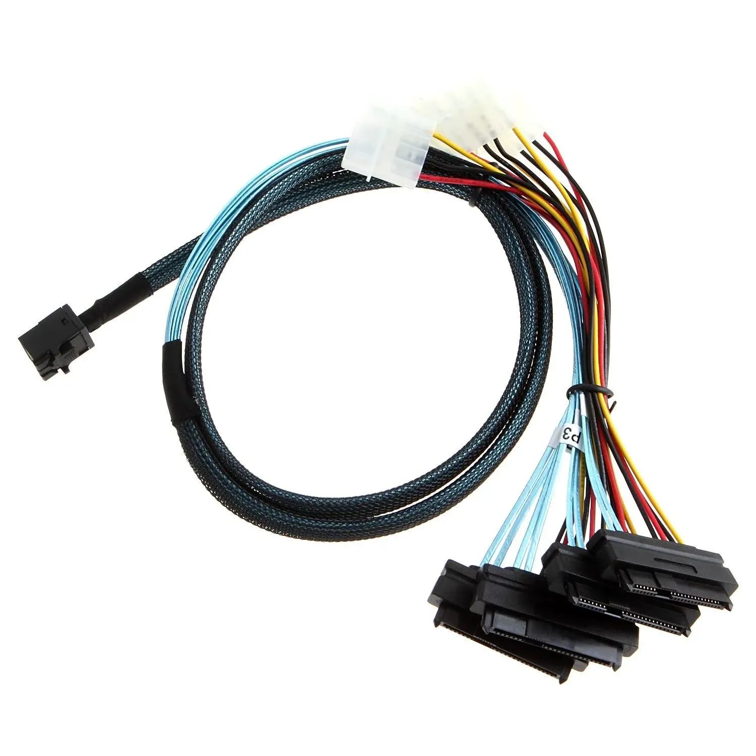 CableCreation Interne Mini-SAS SFF-8643 auf (4) 29-polige SFF-8482-Anschlüsse mit SATA-Stromversorgung, 1 m