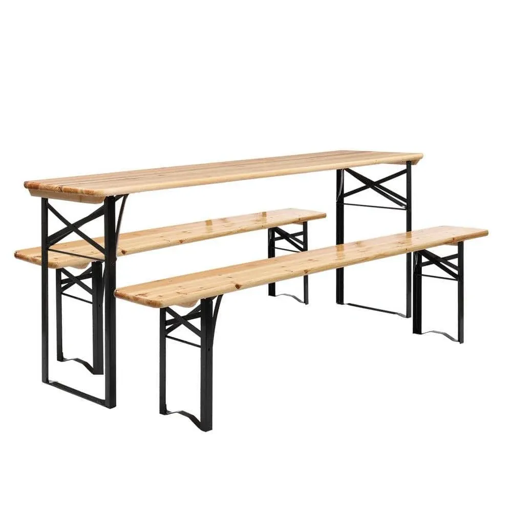 Costway 3 Pcs Folding Wooden Picnic Table Bench Set