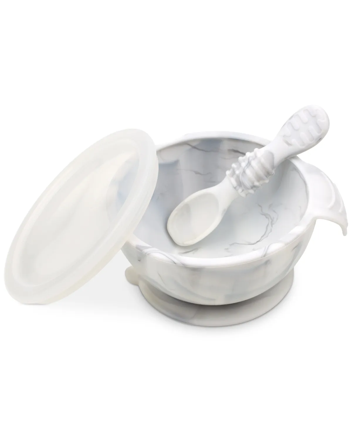 Silicone First Feeding Baby Bowl Set In Marble