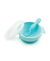 Baby Girls And Boys Bowl With Lid And Spoon First Feeding, 3 Piece Set In Blue