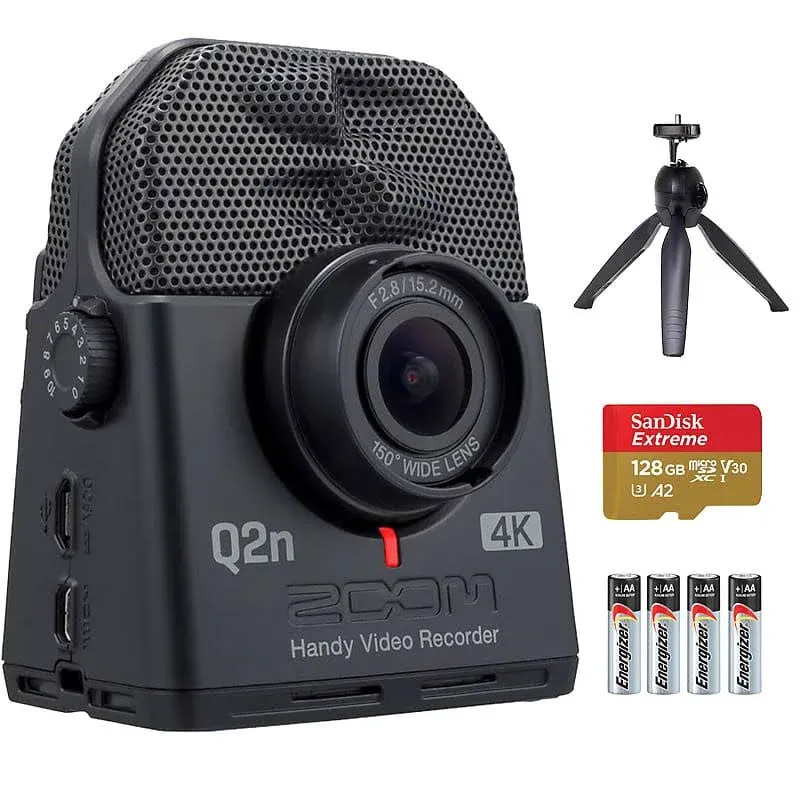 Zoom Q2n-4K Handy Video Recorder, 4K/30P Ultra High Definition Video, Compact Size, Stereo Microphones, Wide Angle Lens, for Recording Music, Video, YouTube Videos, Livestreaming