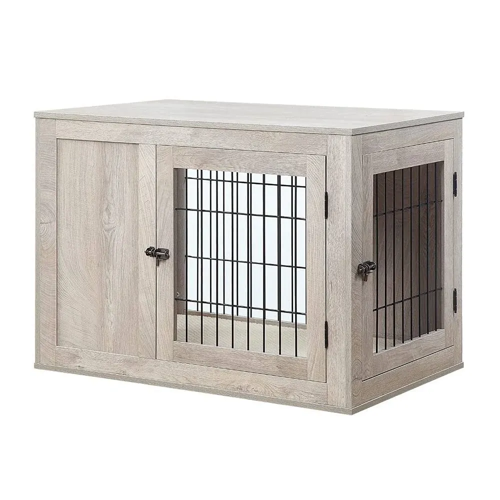 Medium Dog Crate with Cushion, Weathered Grey - Unipaws - UH5160