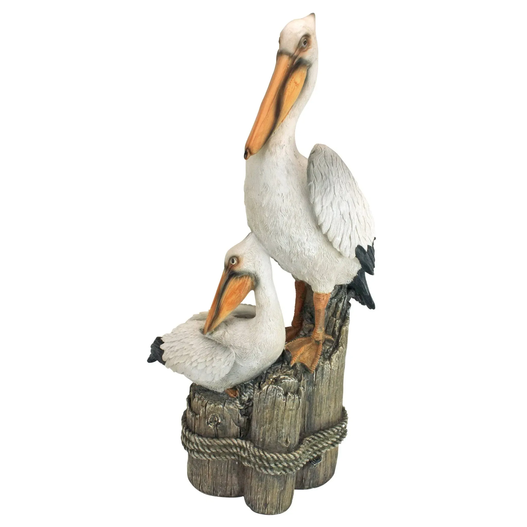 Pelican Statue Two Birds On Perch Beach Coastal Pool Sea Resin Garden Sculpture