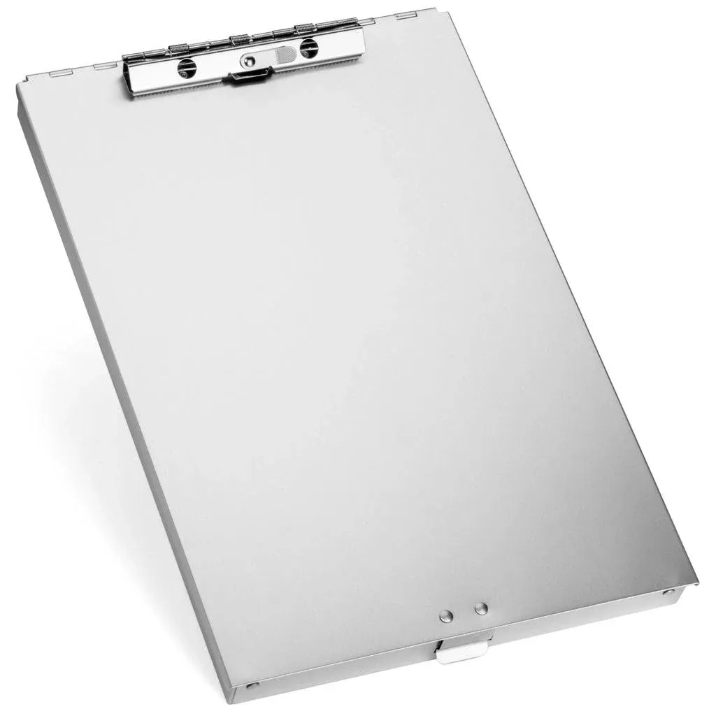 Aluminum Storage Clipboard, 1 Compartment, Clip for Letter Paper, Great for Offi