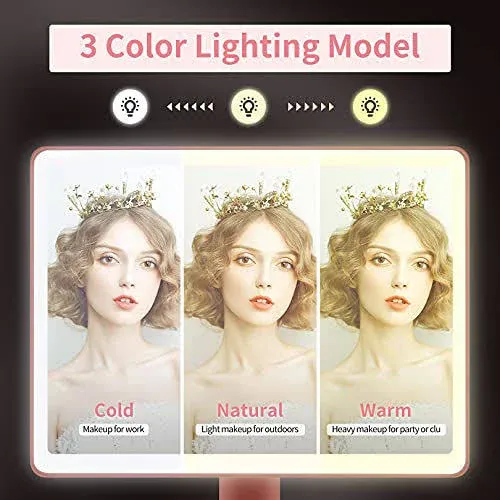 Large Lighted Vanity Makeup Mirror (X-Large Model)- 3 Color Lighting Modes Light Up Mirror with 88 LED, 360° Rotation Touch Screen and 10X Magnification Tabletop Cosmetic Make Up Mirror(Rose Gold)