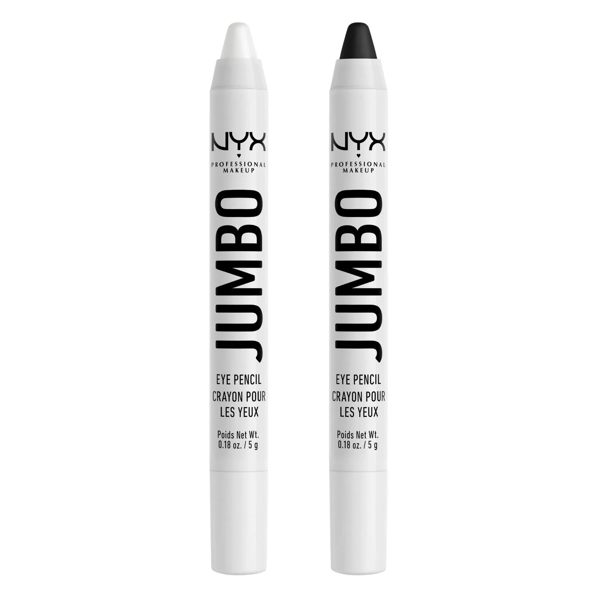 Nyx Professional Makeup Jumbo Eye Pencil, Blendable Eyeshadow Stick & Eyeliner Pencil - Milk & Black Bean