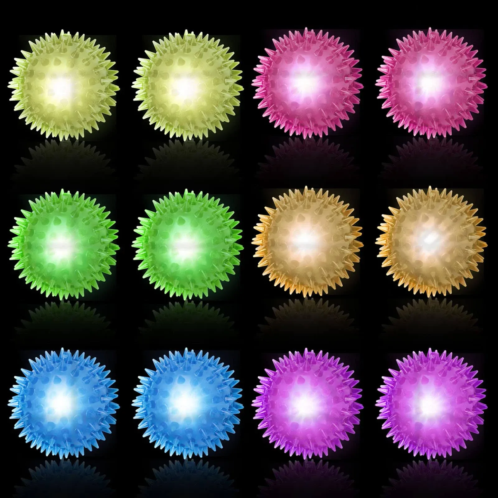 Light Up Bouncy Balls, 2.55" Glow in The Dark Party Favor for Kids Adults Stress ...