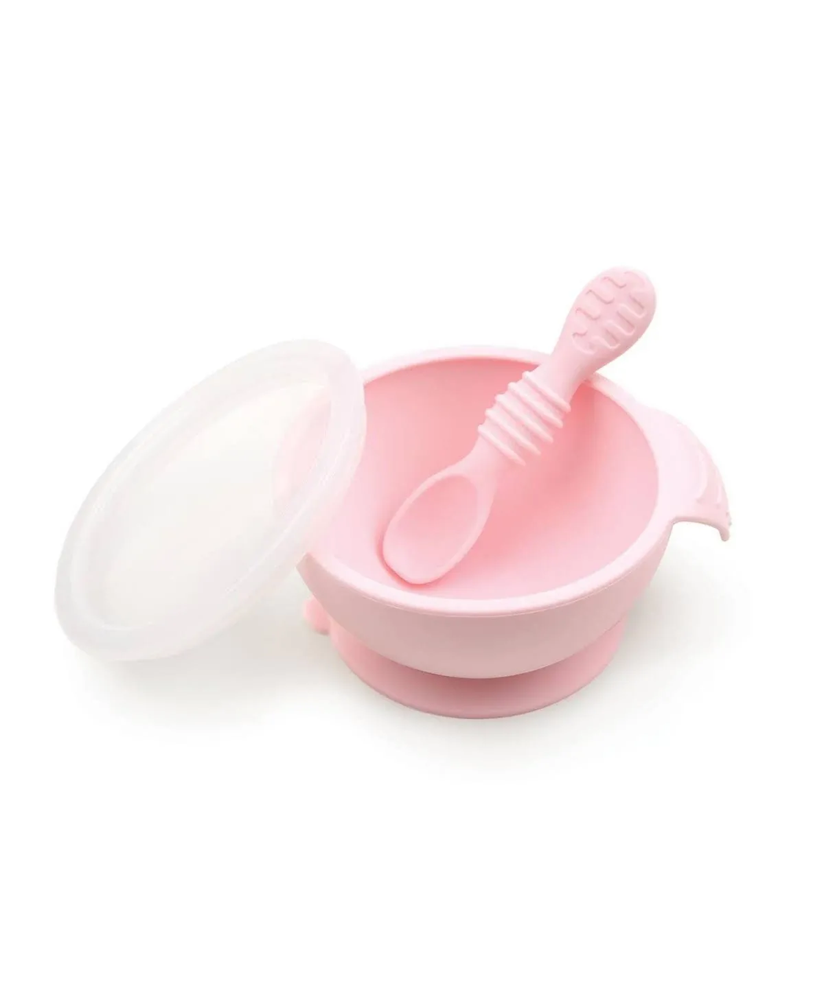 Baby Bowl With Lid And Spoon First Feeding, 3 Piece Set In Pink