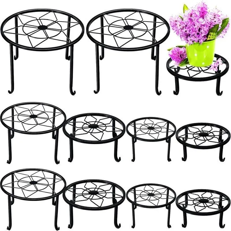 10 Pack Metal Plant Stand Anti Rust Iron - Black