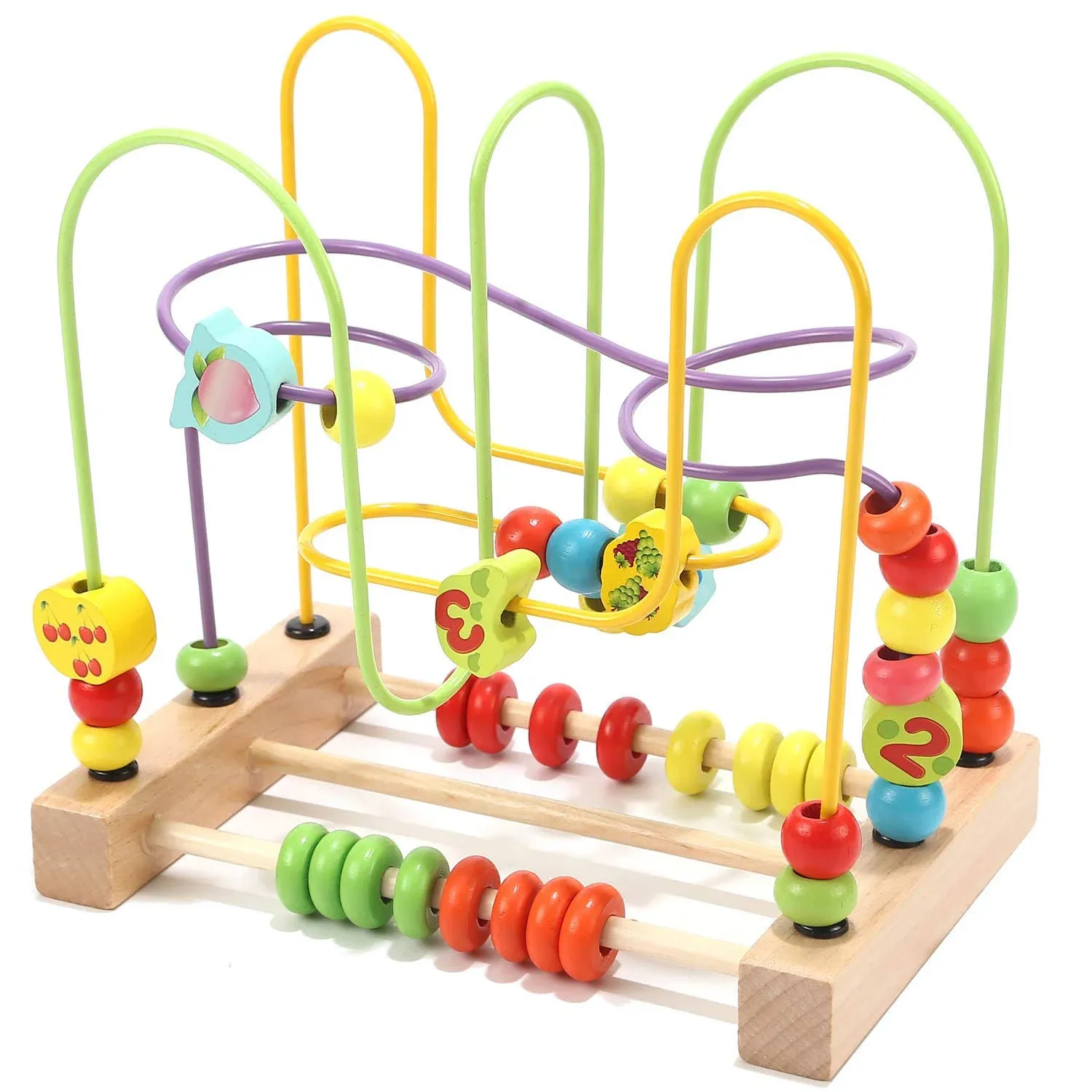 Wondertoys Bead Maze Toy for Toddlers Wooden Colorful Abacus Roller Coaster ...