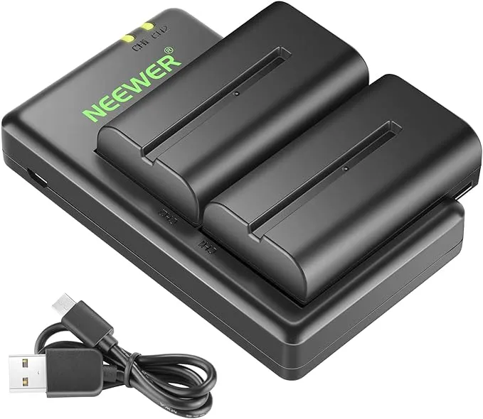 NEEWER NP-F550 Battery Charger Set Compatible with Sony NP-F970 F750 F770 F960 F550 F530 F330 F570 CCD-SC55 TR516 TR716 TR818 TR910 TR917, NEEWER Led Light/Monitor/Camera Slider (2 Pack, Black)NEEWER NP-F550 Battery Charger Set Compatible wit…