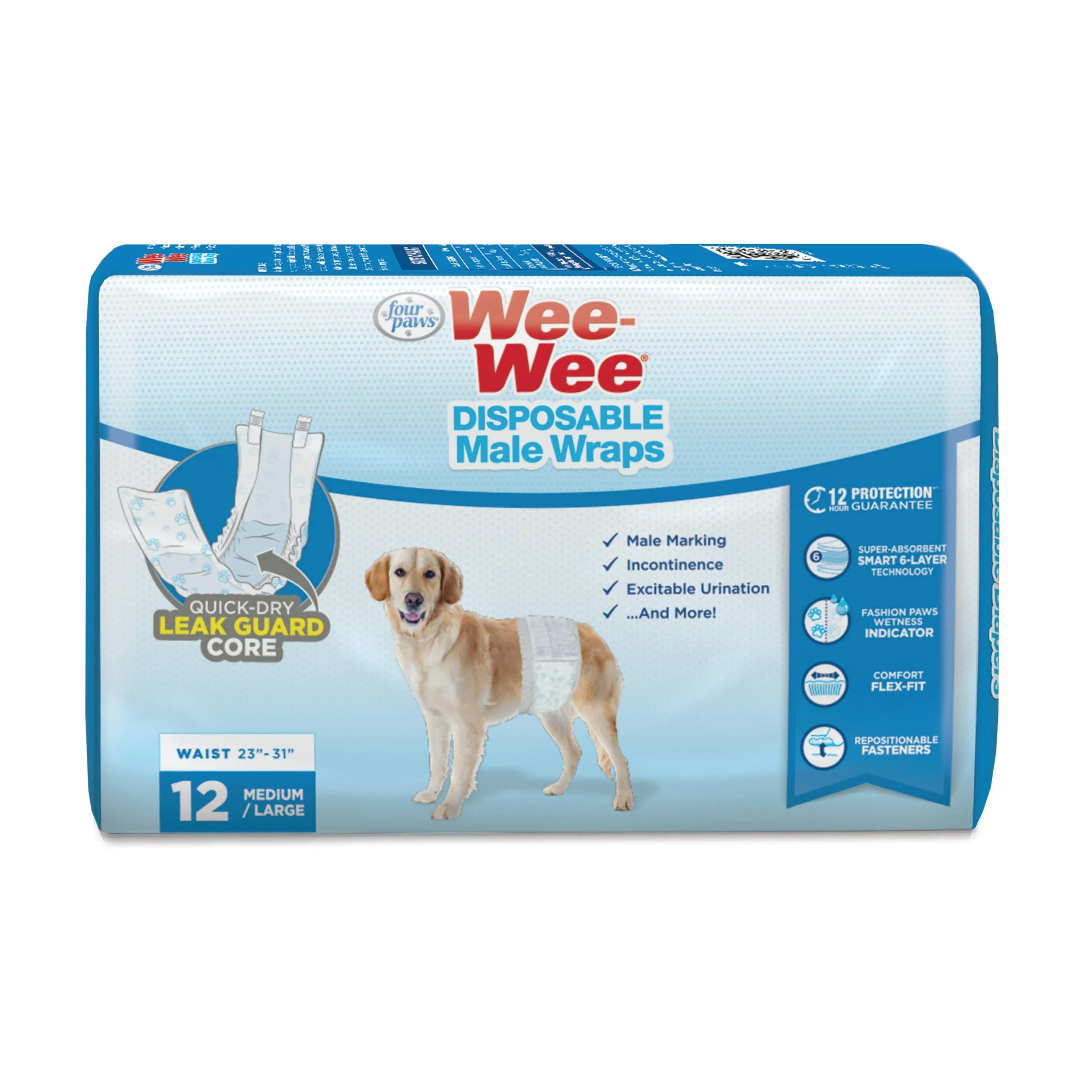 Four Paws X-Small/Small Wee-Wee Disposable male Dog Wraps