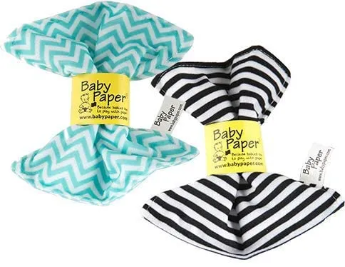 Baby Paper – 2 Pack of Crinkly, Sensory Toys, Black &amp; White Stripe, Turquoise...