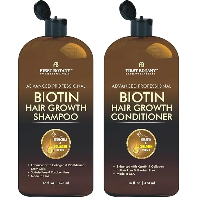 First Botany, Hair Growth Shampoo Conditioner Set - An Anti Hair Loss Biotin Shampoo & Conditioner with DHT Blockers to Fight Hair Loss for Men & Wome