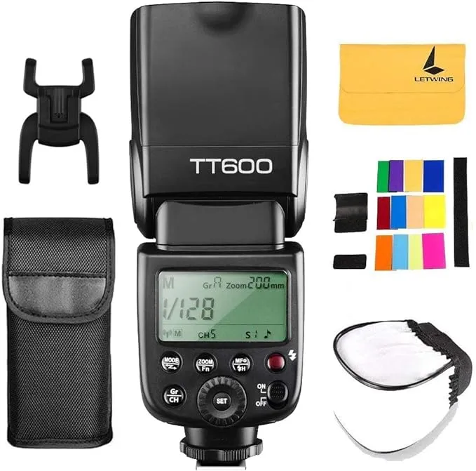 GODOX TT600S Camera Flash Speedlite Master Slave Off GN60 Built-in 2.4G Wireless X System Transmission Compatible for Sony Cameras with USB LED & Filters & Diffuser