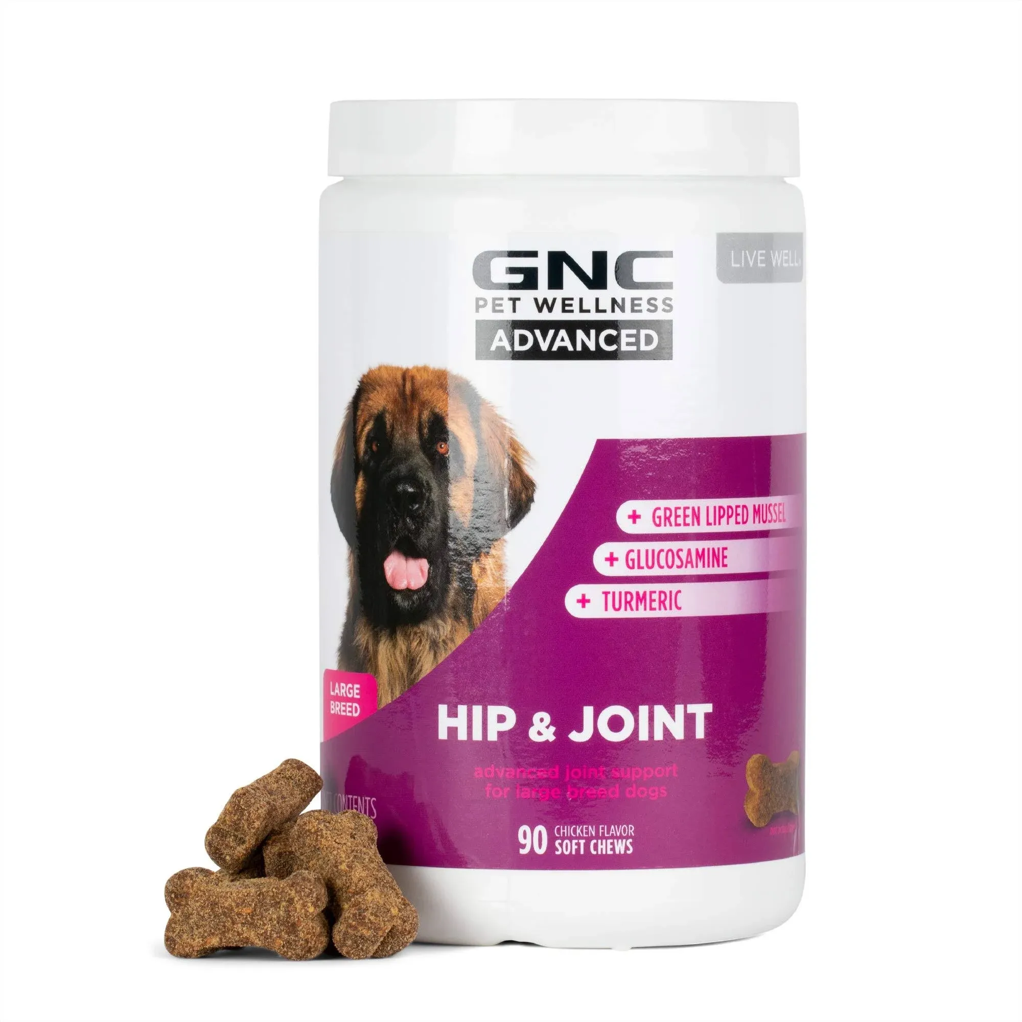 GNC Pets Advanced, Hip & Joint, LG Breed Dog Soft Chews, 90-ct 5.0g