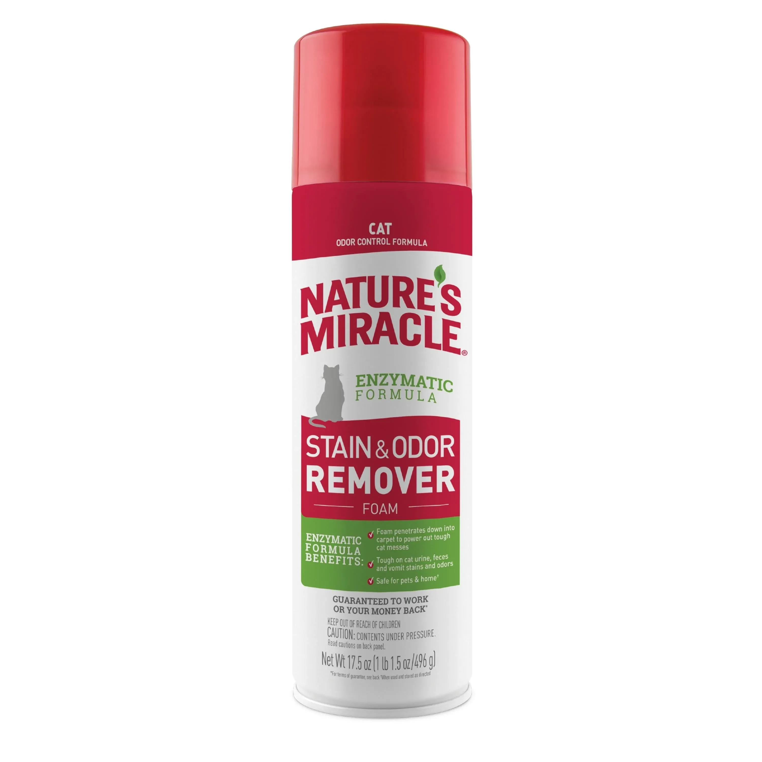 Natures Miracle Cat Stain and Odor Remover Foam Aerosol, 17.5 Oz