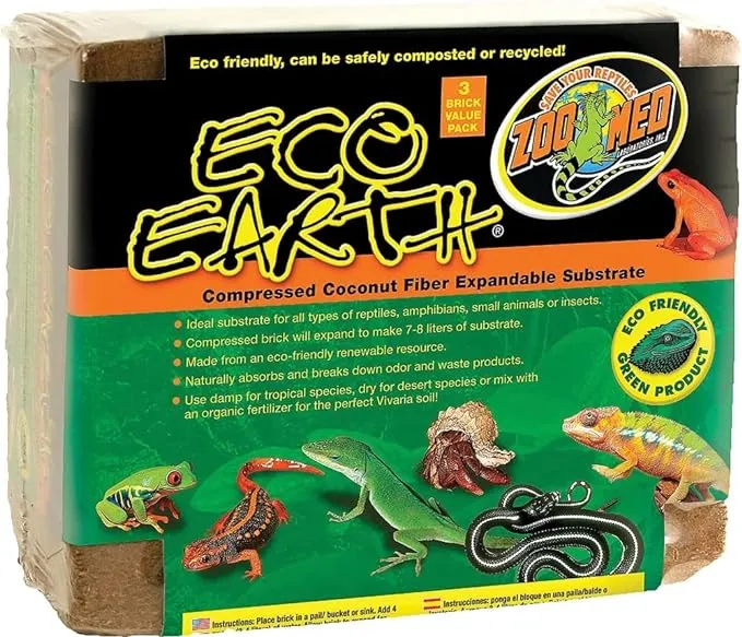 Zoo Med Eco Earth Compressed Coconut Fiber Expandable Substrate - 3 Pack