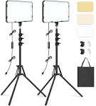 2 Pack LED Video Light Kit with 63'' Tripod Stand, Obeamiu 20W Photography...